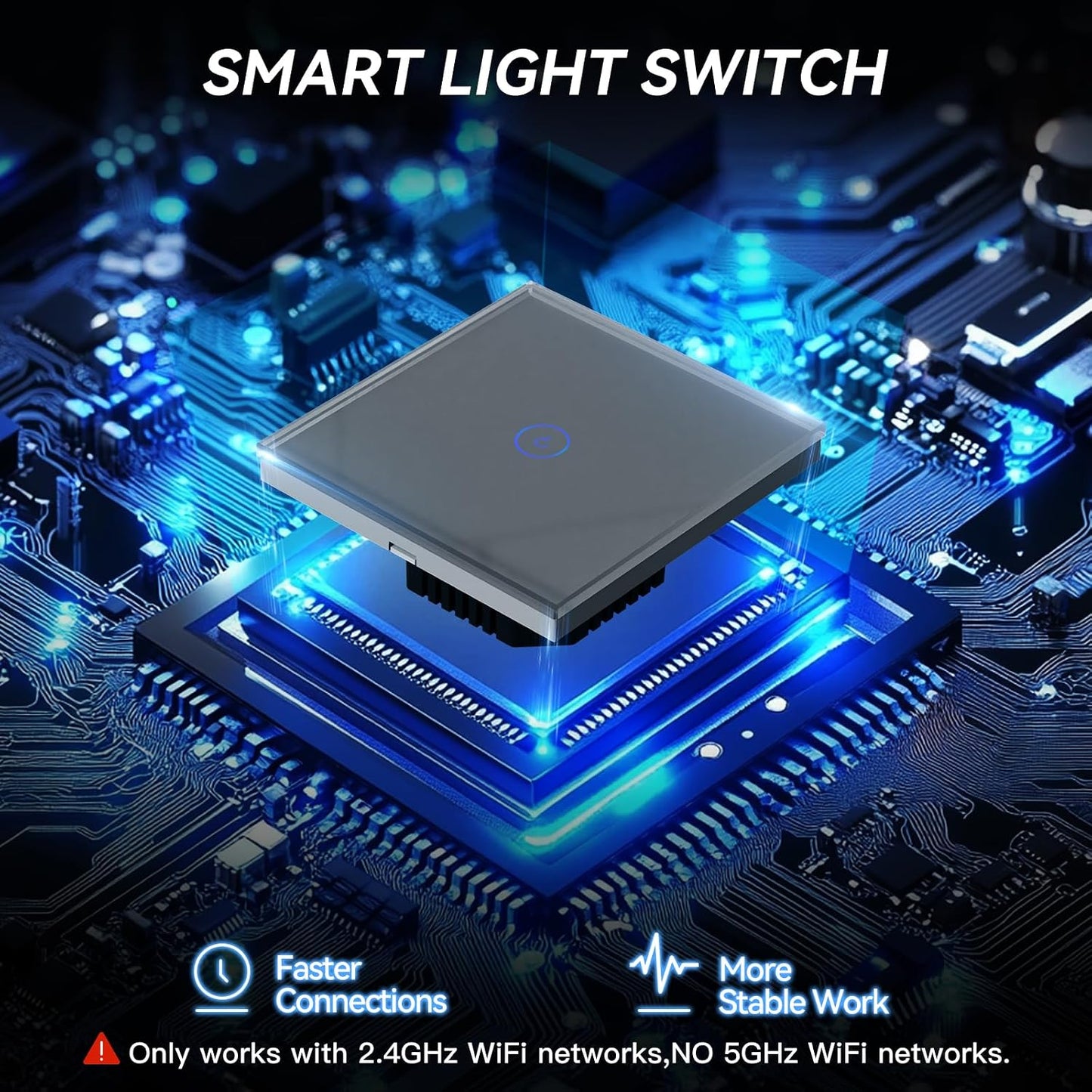 BSEED Smart Light Switch 1 Gang 1 Way Wi-Fi Touch Compatible with Alexa Google Home Grey