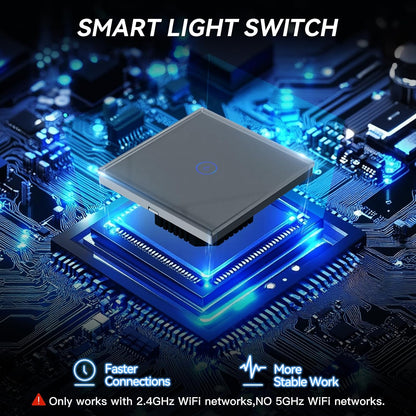 BSEED Smart Light Switch 1 Gang 1 Way Wi-Fi Touch Compatible with Alexa Google Home Grey