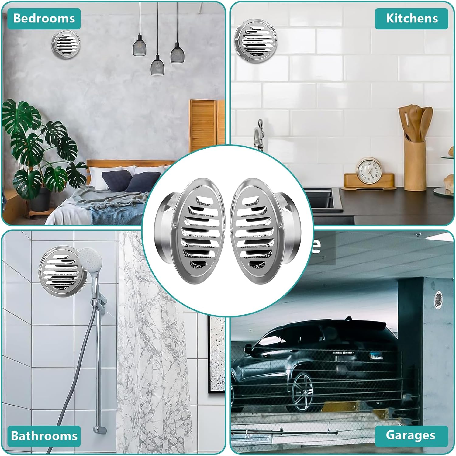 Premium Stainless Steel Vent Grilles with Insect Mesh, 4-Pack Round 4-Inch