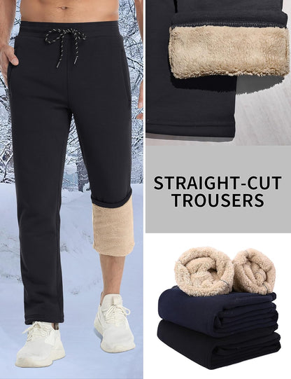 TACVASEN Men's Sherpa Lined Winter Warm Thermal Fleece Jogging Sweatpants with Pockets