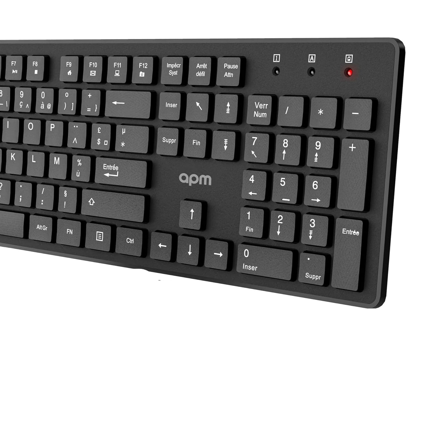 APM Wireless AZERTY French Keyboard with Multimedia Shortcuts, 2.4GHz