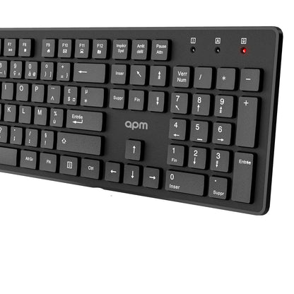 APM Wireless AZERTY French Keyboard with Multimedia Shortcuts, 2.4GHz