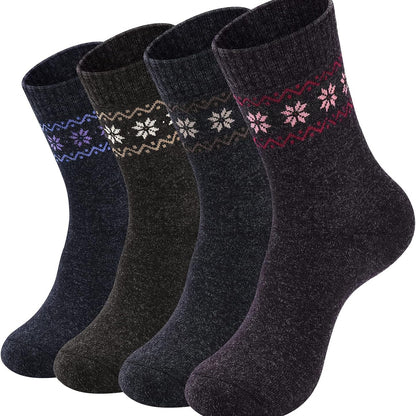 NinetoFiveLife Women's Ultra-Soft Thick Woollen Thermal Socks 4-Pair Pack
