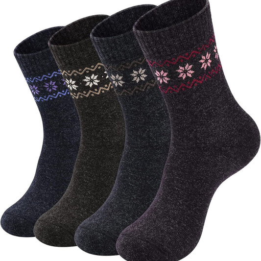 NinetoFiveLife Women's Ultra-Soft Thick Woollen Thermal Socks 4-Pair Pack