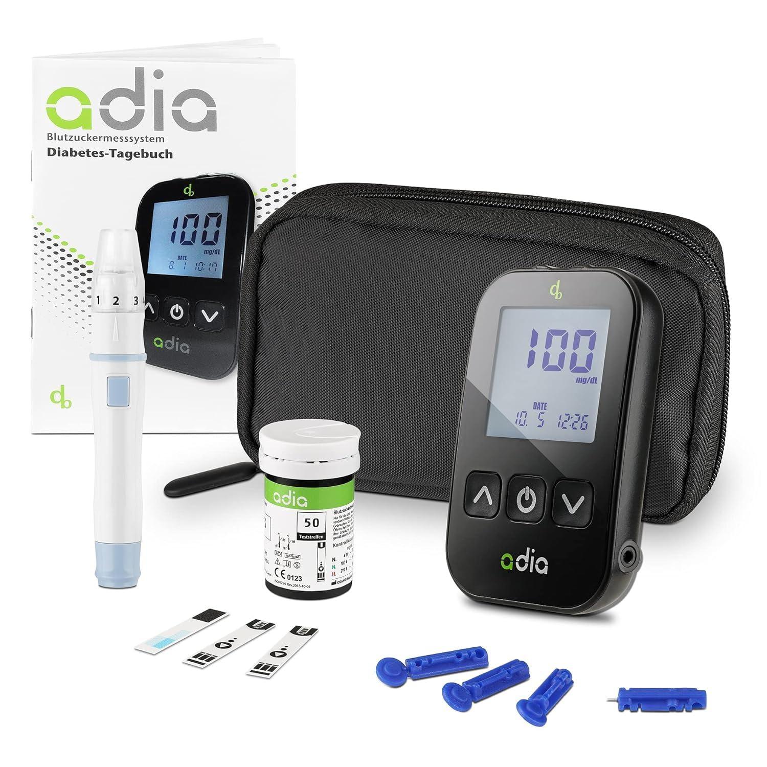 Adia Diabetes Starter Set with MMOL/L Monitor and 110 Strips - Gomix Brands Outlet