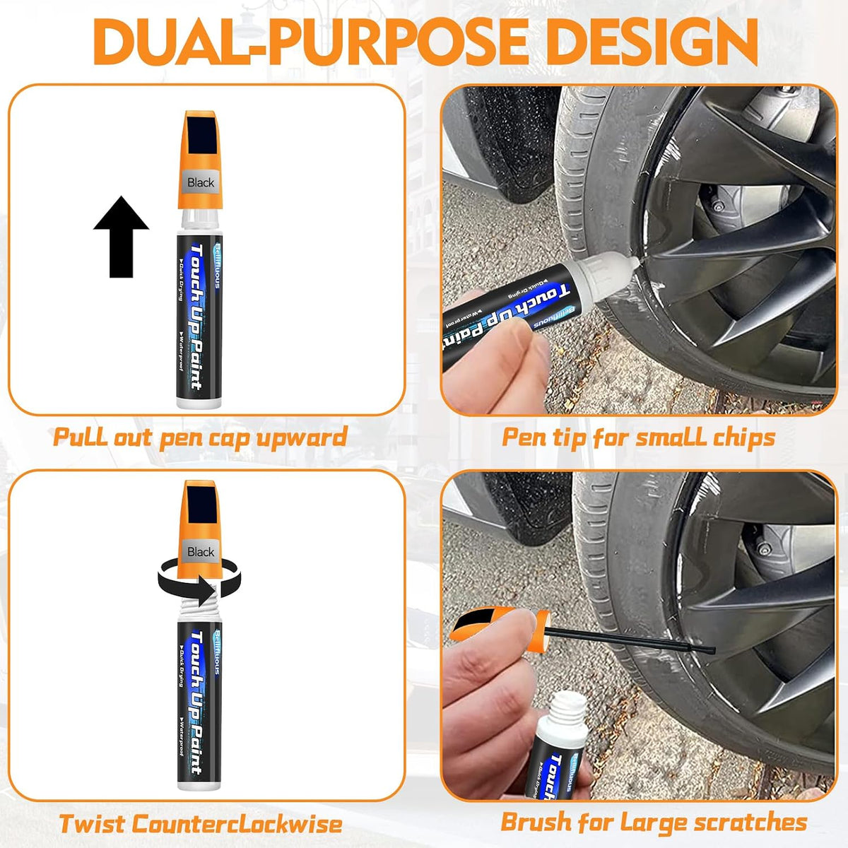 Bellifluous Stylo Retouche Peinture Carrosserie-001 Touch Up Paint Pen 2-Pack