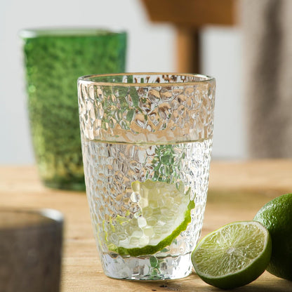 Leonardo Matera 340ml Transparent Glass Drinking Cup with Hammered Finish