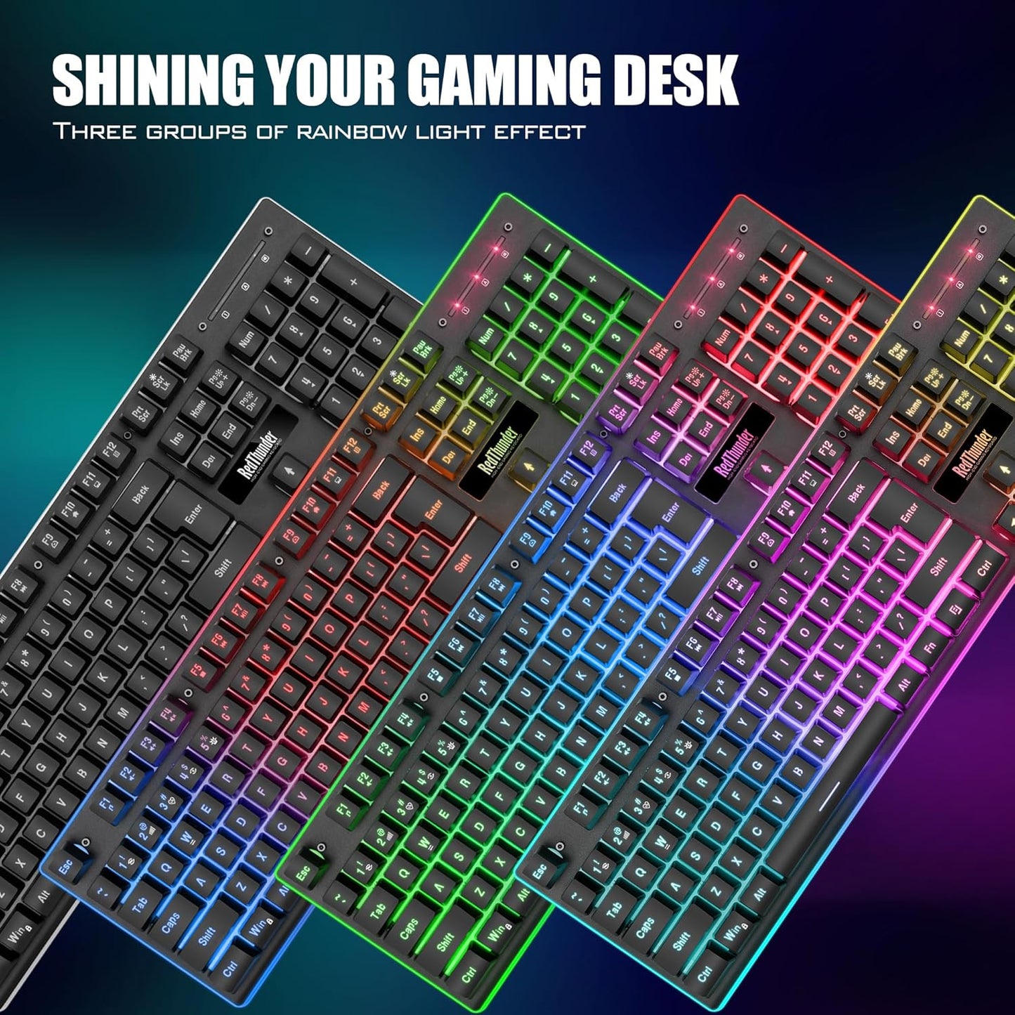 RedThunder K10 Wireless Gaming Keyboard & Mouse Combo with RGB