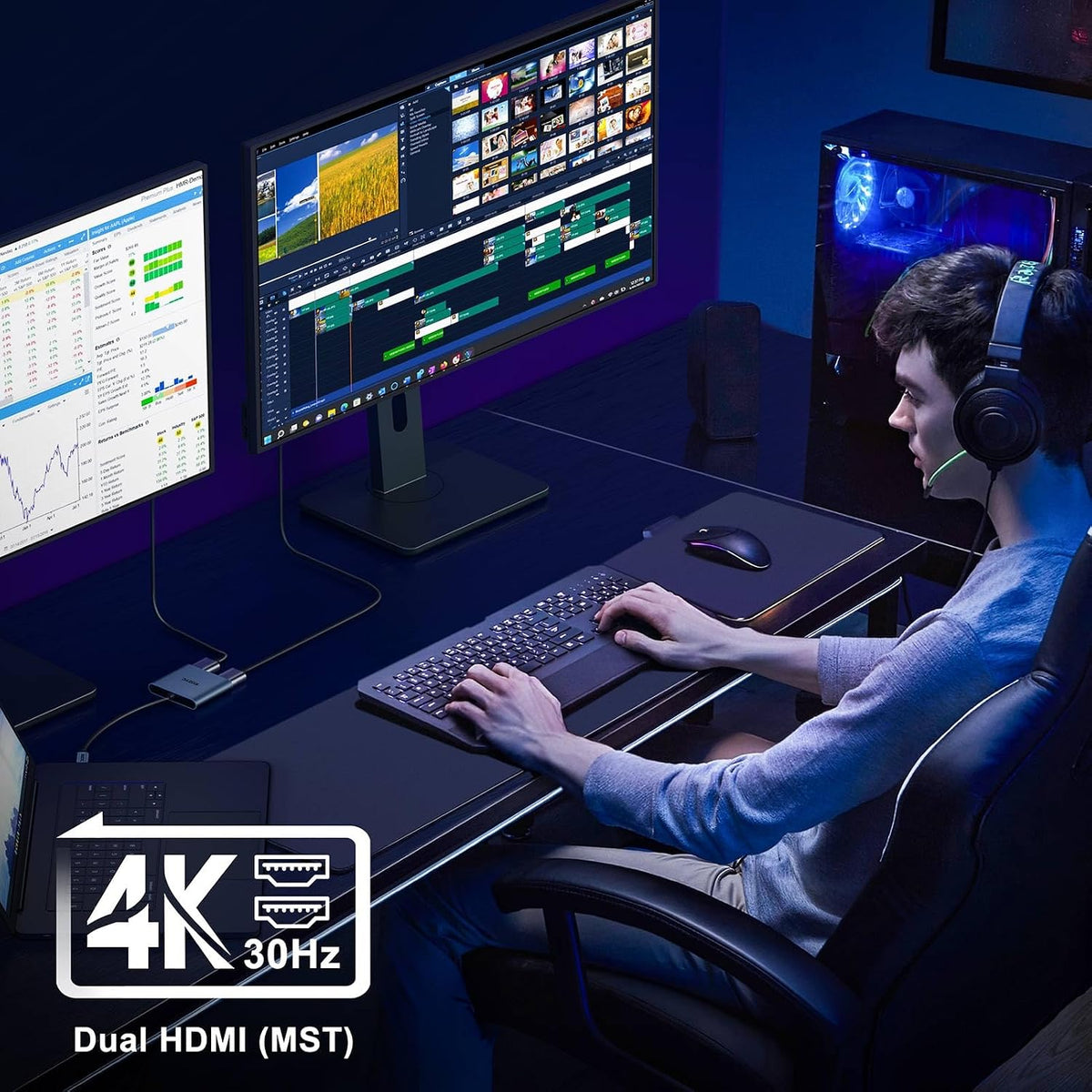KOZYC 4K USB C to Dual HDMI Adapter K2AD12UH