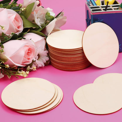 Belle Vous 25 Pack Unfinished Wooden Round Discs 10cm