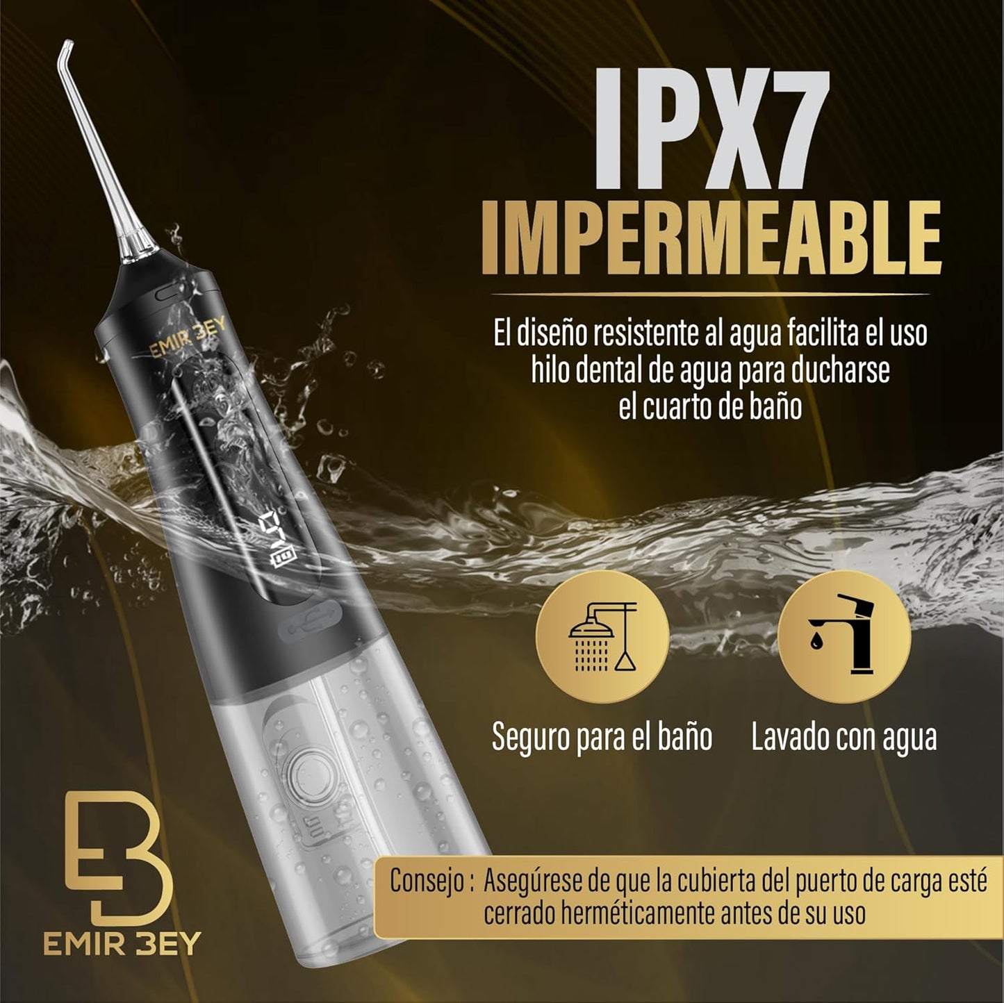 EMIR BEY Portable Oral Irrigator 6 Nozzles 350ml 4 Modes