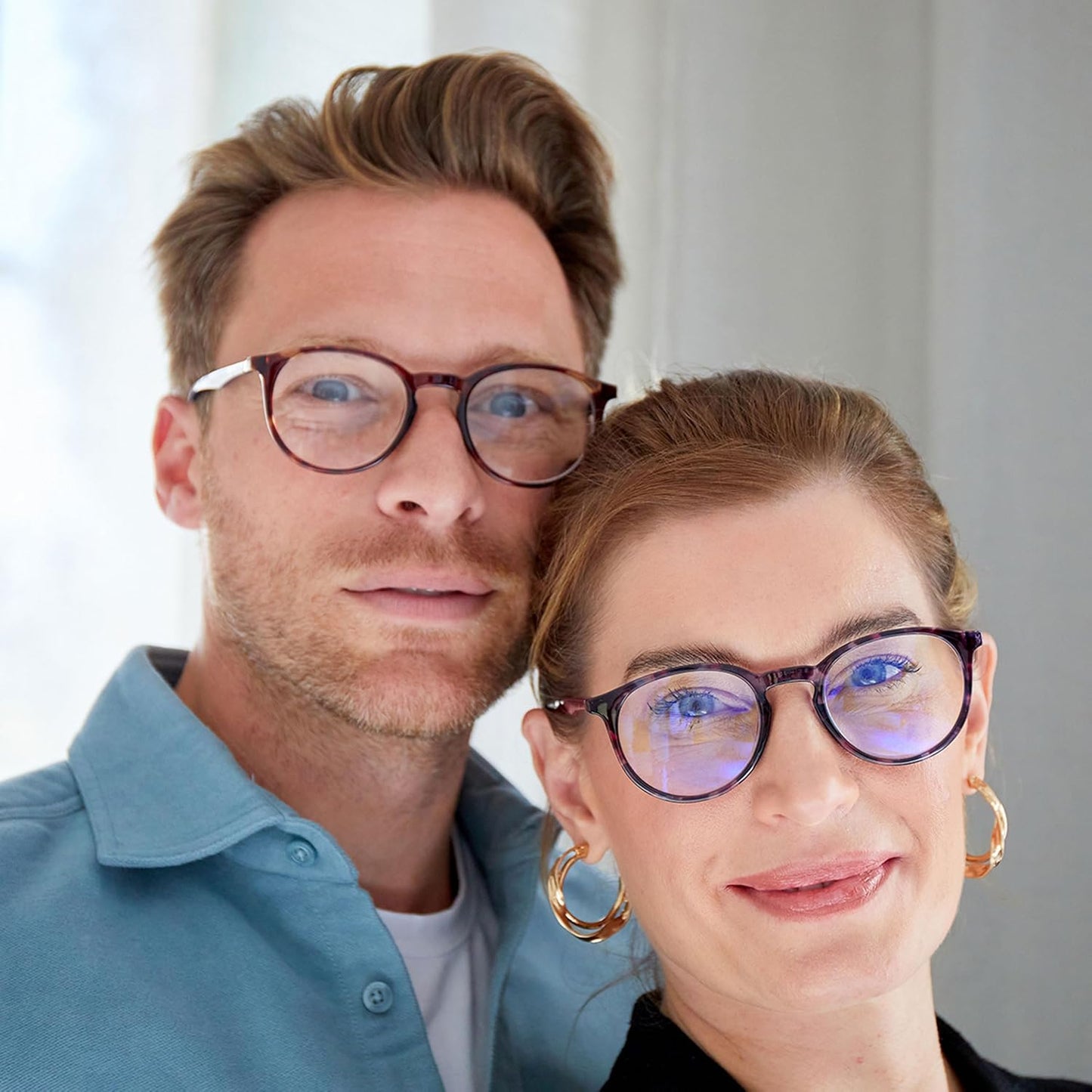 OPULIZE Met Blue Light Reading Glasses – Slim Round 1x