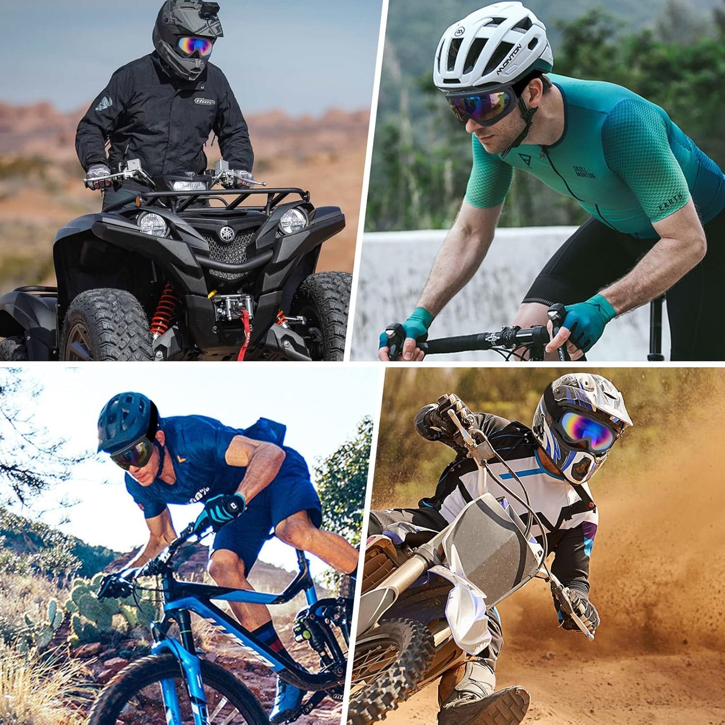 LMAVAG Motorcycle Goggles 2 Pack Dirt Bike ATV UV400 Anti-Fog Impact-Resistant Dustproof