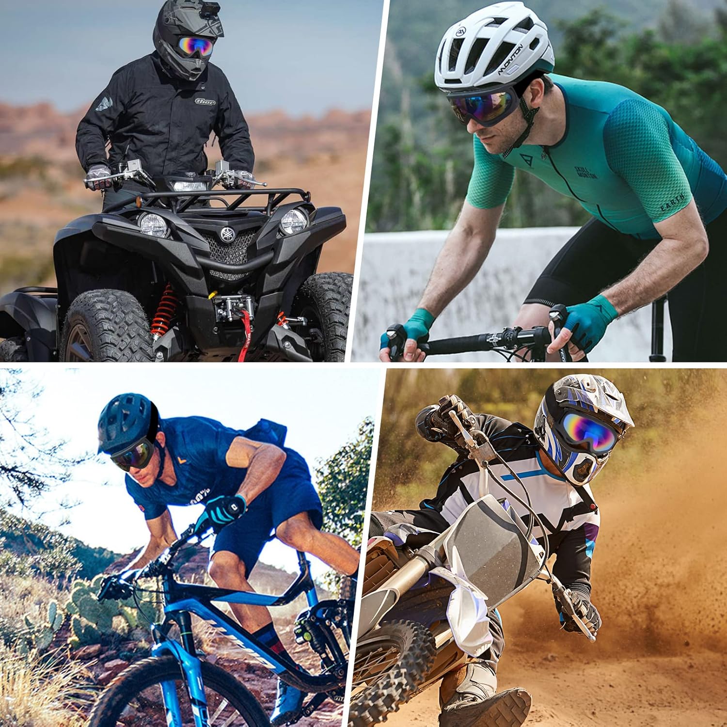 LMAVAG Motorcycle Goggles 2 Pack Dirt Bike ATV UV400 Anti-Fog Impact-Resistant Dustproof