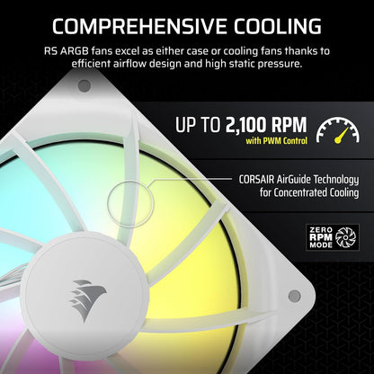 Corsair RS120 ARGB 120mm PWM Triple Fan Pack – White
