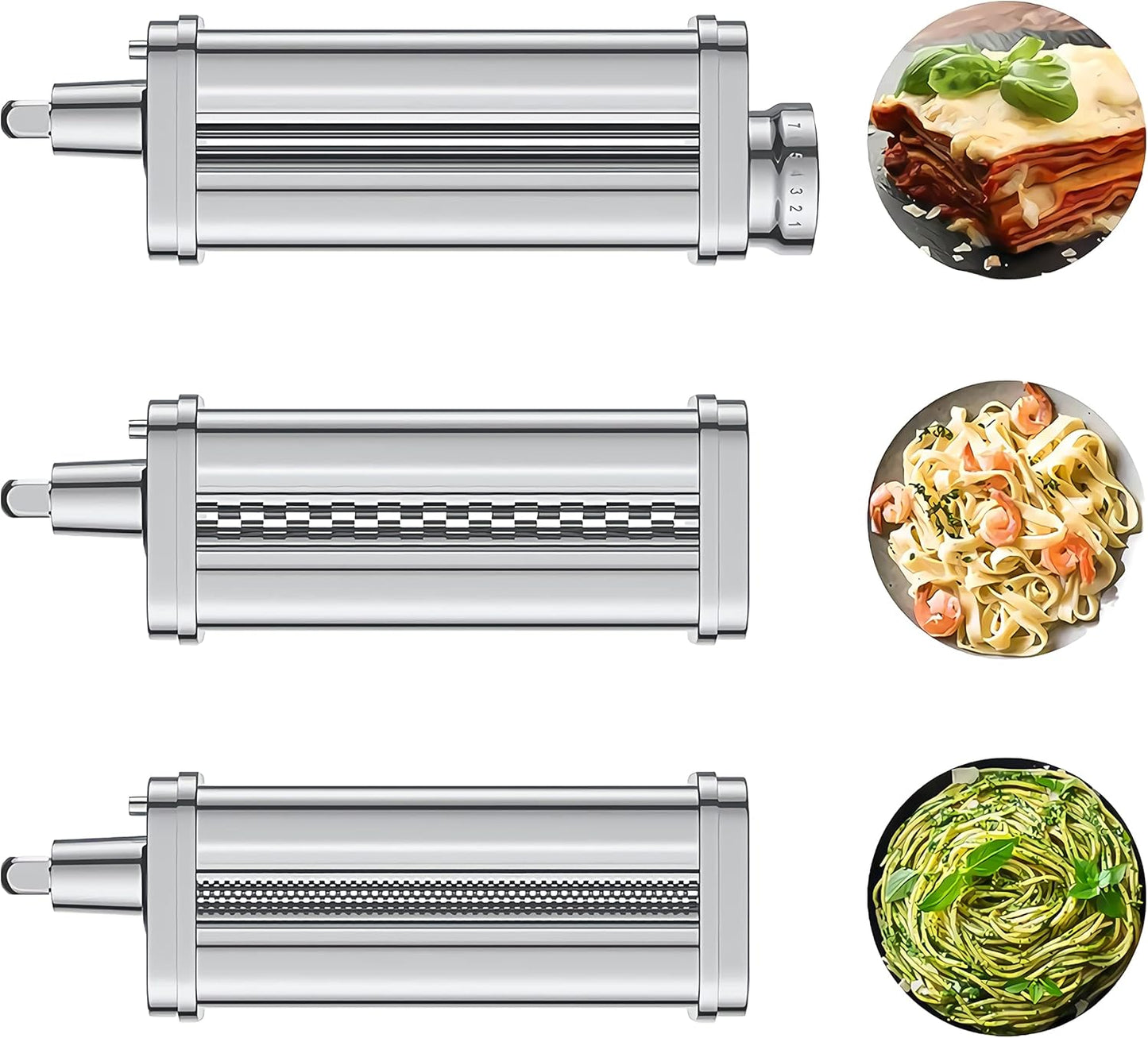 Cofun 3-Piece KitchenAid Pasta Attachment Kit with Roller and Cutters