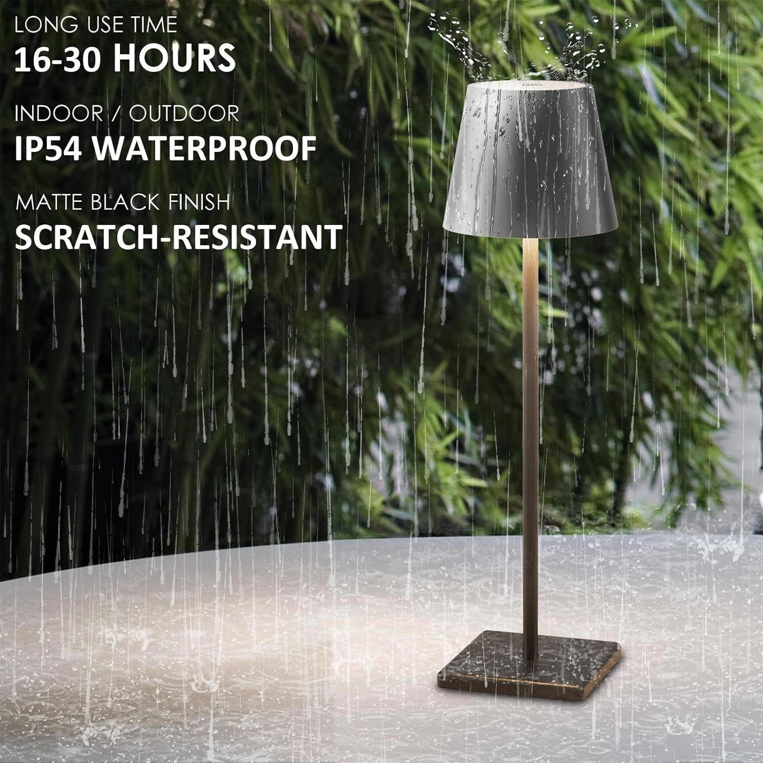 Aoceley HT-010 2-Pack LED Cordless Table Lamp Rechargeable 5000mAh Stepless Dimming IP65 Waterproof Modern Portable
