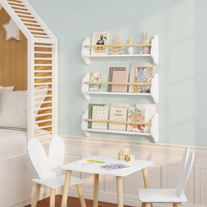 WOLTU Kids Cloud Shaped Wall Shelves Set of 3 White