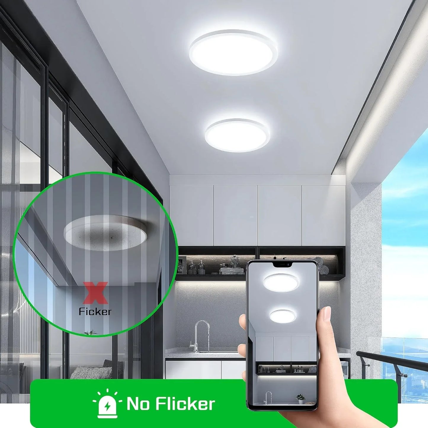 OTREN Ultra-Thin 18W LED Ceiling Light, 21.8cm Round, Cold White - Gomix Brands Outlet