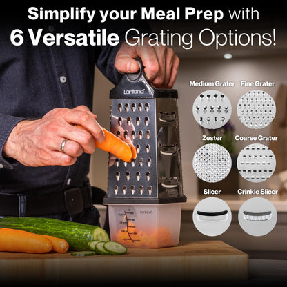 Lantana Cheese Grater Handheld Stainless Steel Box with Container