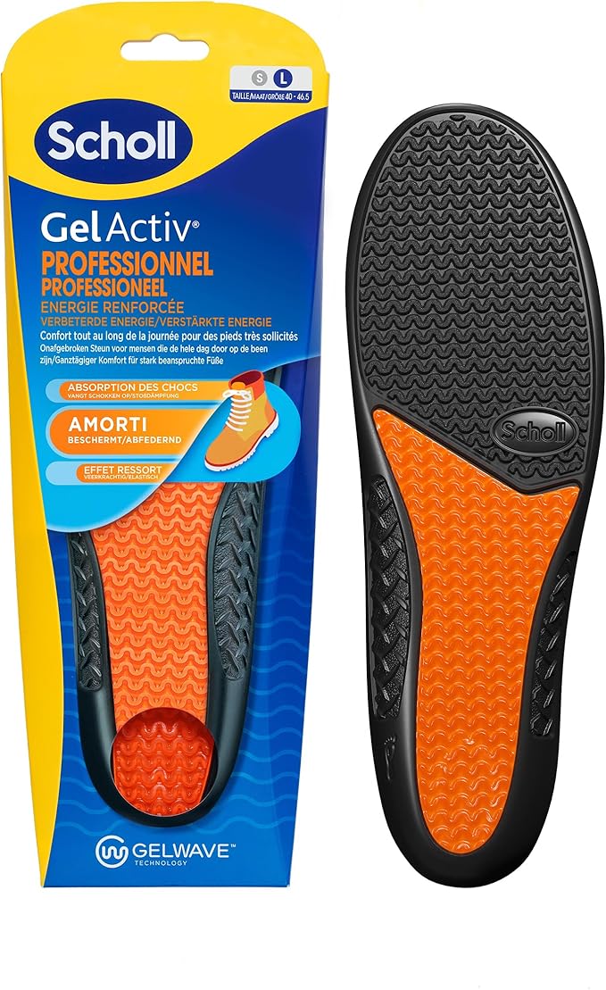 Scholl GelActiv Professional Work Insoles for Men – Shock‑Absorbing GelWave