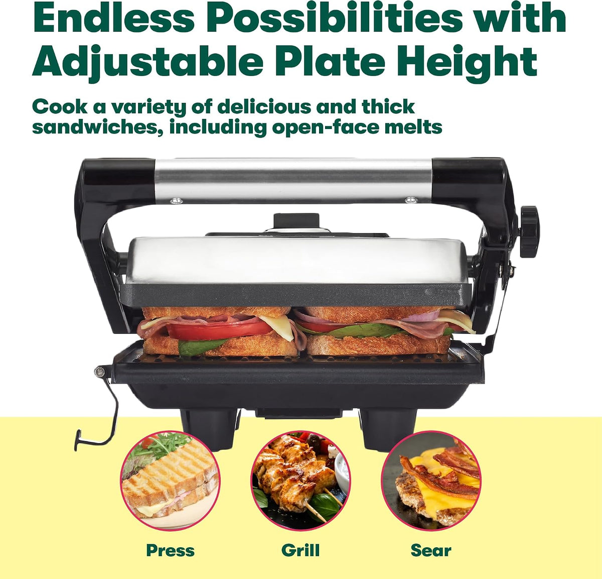 BELLA 17874 Electric Panini Press and Indoor Grill 1400W Stainless Steel