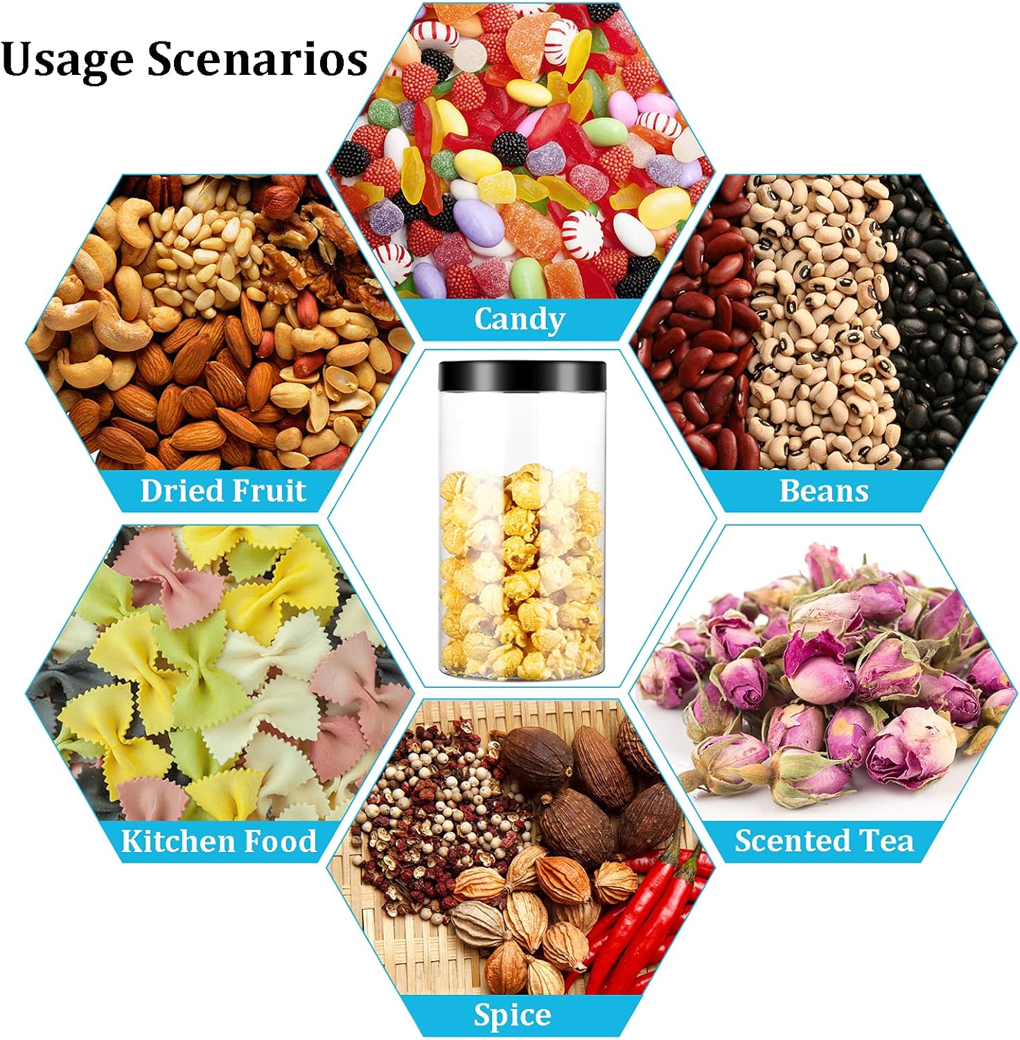 UniBaby7 4.5L BPA-Free Kitchen Storage Set – 6 Airtight Plastic Containers with Labels