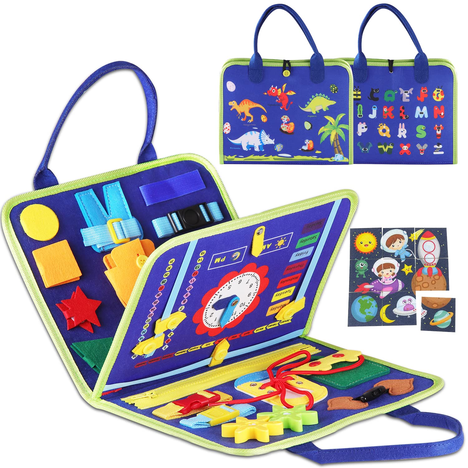Montessori Busy Board for Toddlers 3-7 Years with 25 Activities