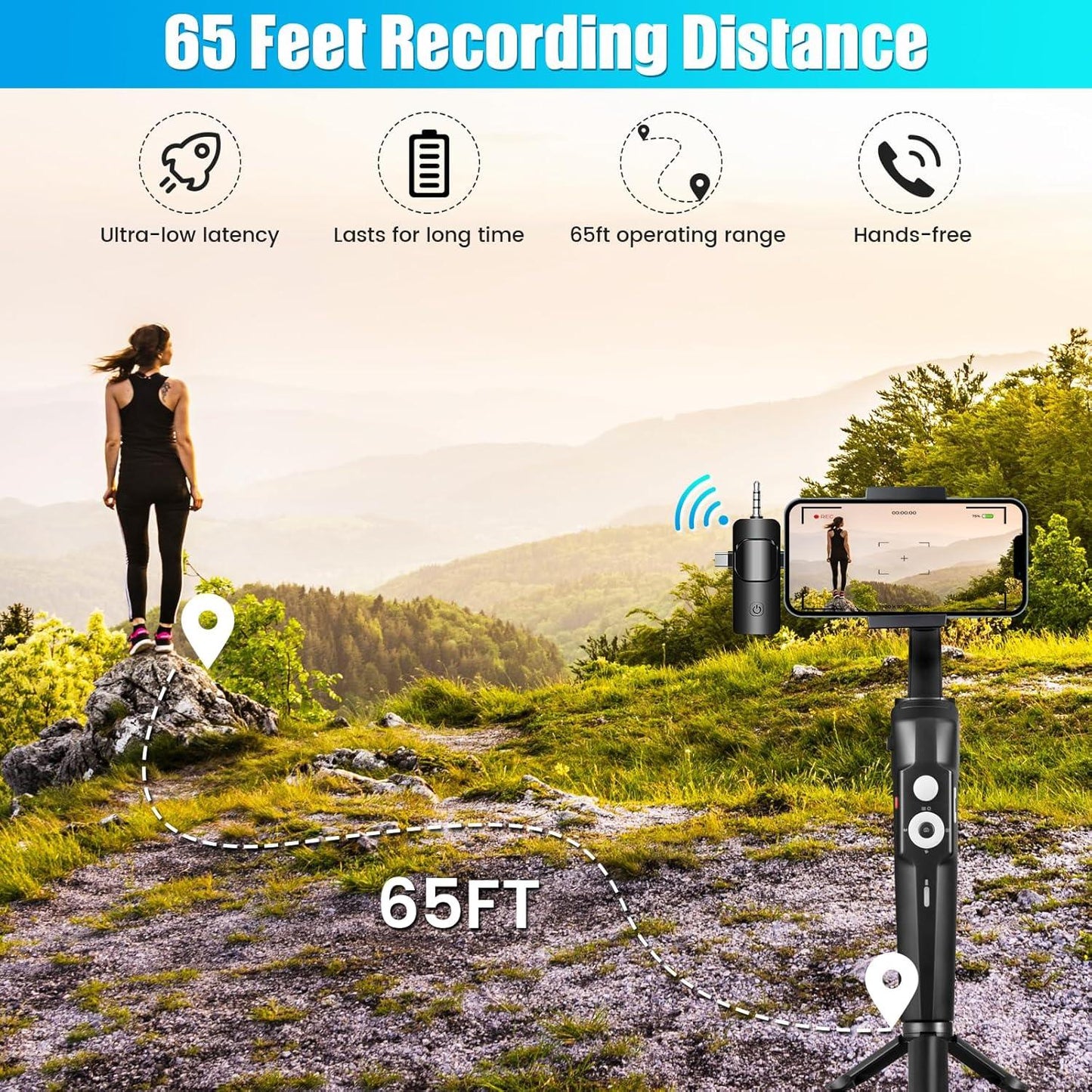 DAGIRT 4-in-1 Wireless Lavalier Mic – Ultra‑Low Delay, 65ft Range - Gomix Brands Outlet