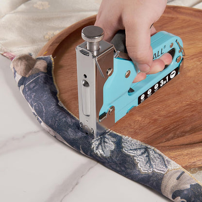 Shall 3-in-1 Adjustable Wooden Hand Stapler with 3000 Clips Blue