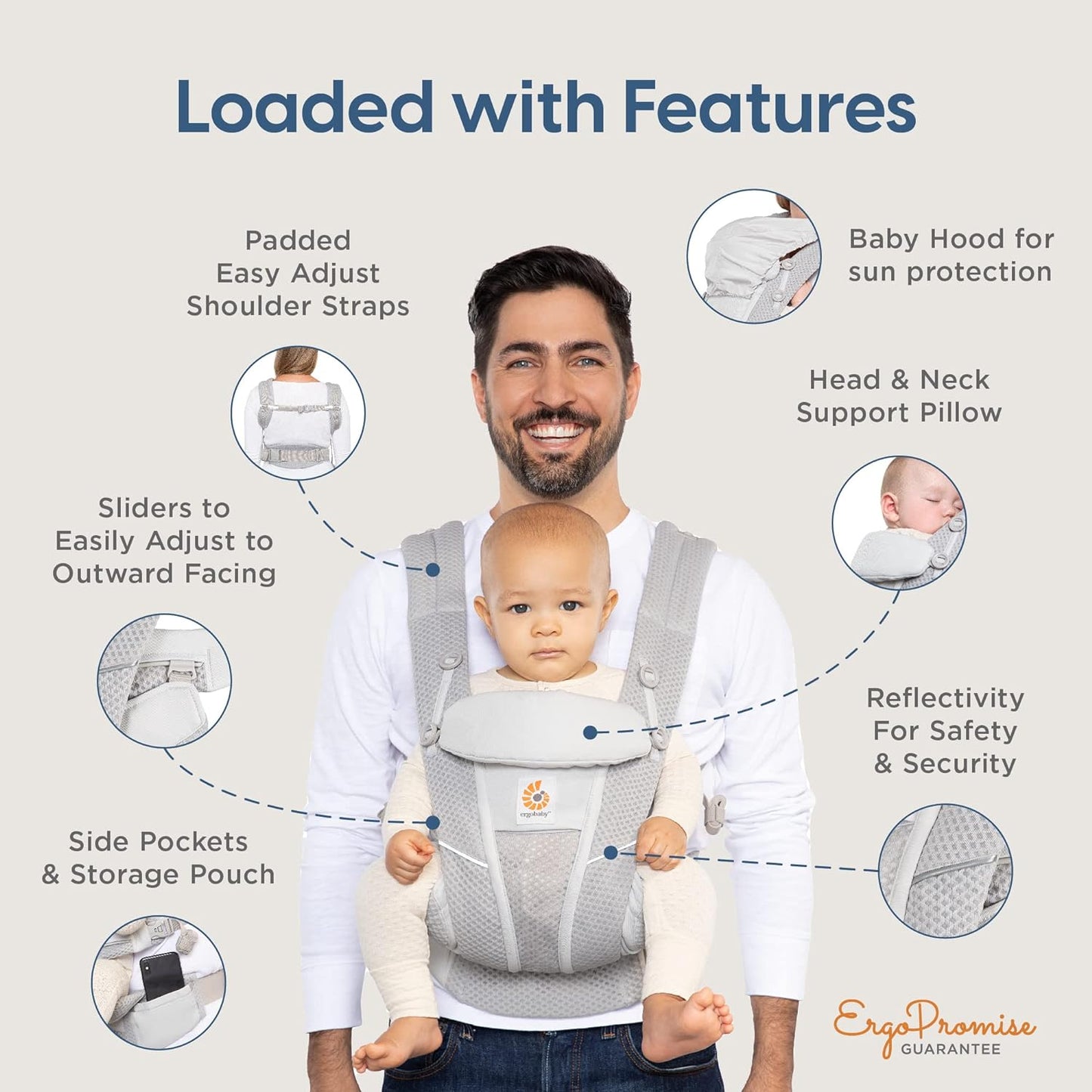 Ergobaby Omni Breeze Breathable Mesh Baby Carrier – Graphite Grey