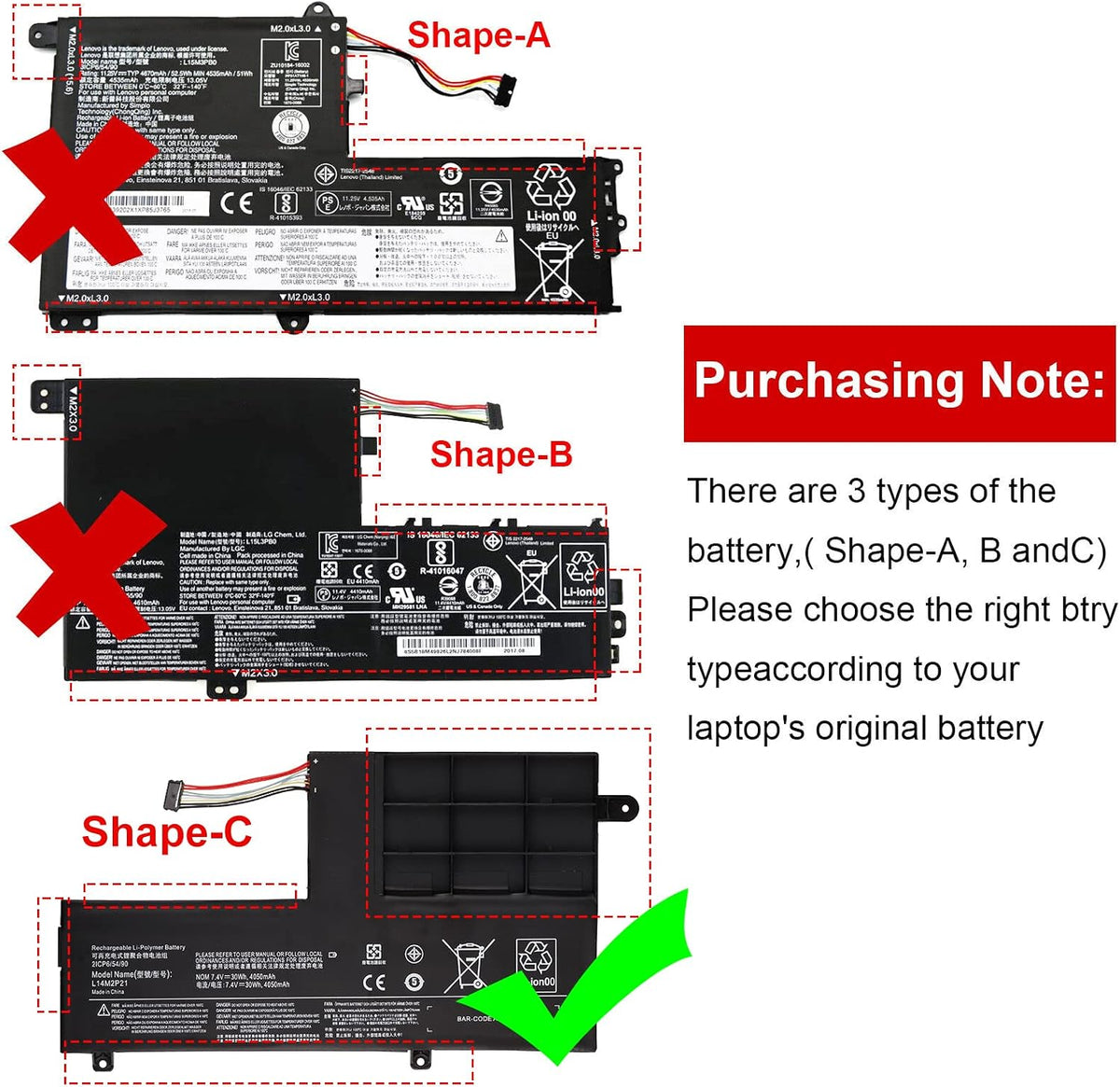 E-YIIVIIL L14M2P21 Replacement Battery for Lenovo IdeaPad