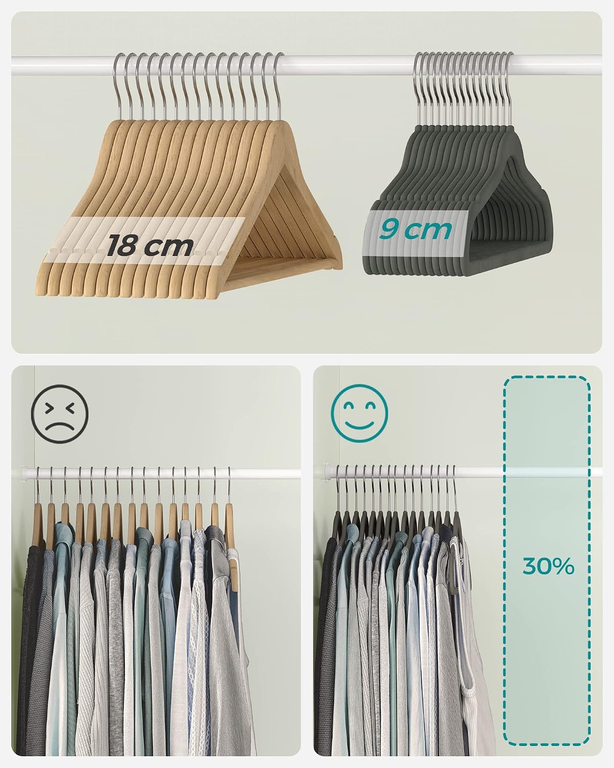 SONGMICS Velvet Clothes Hangers 41.5cm CRF26V