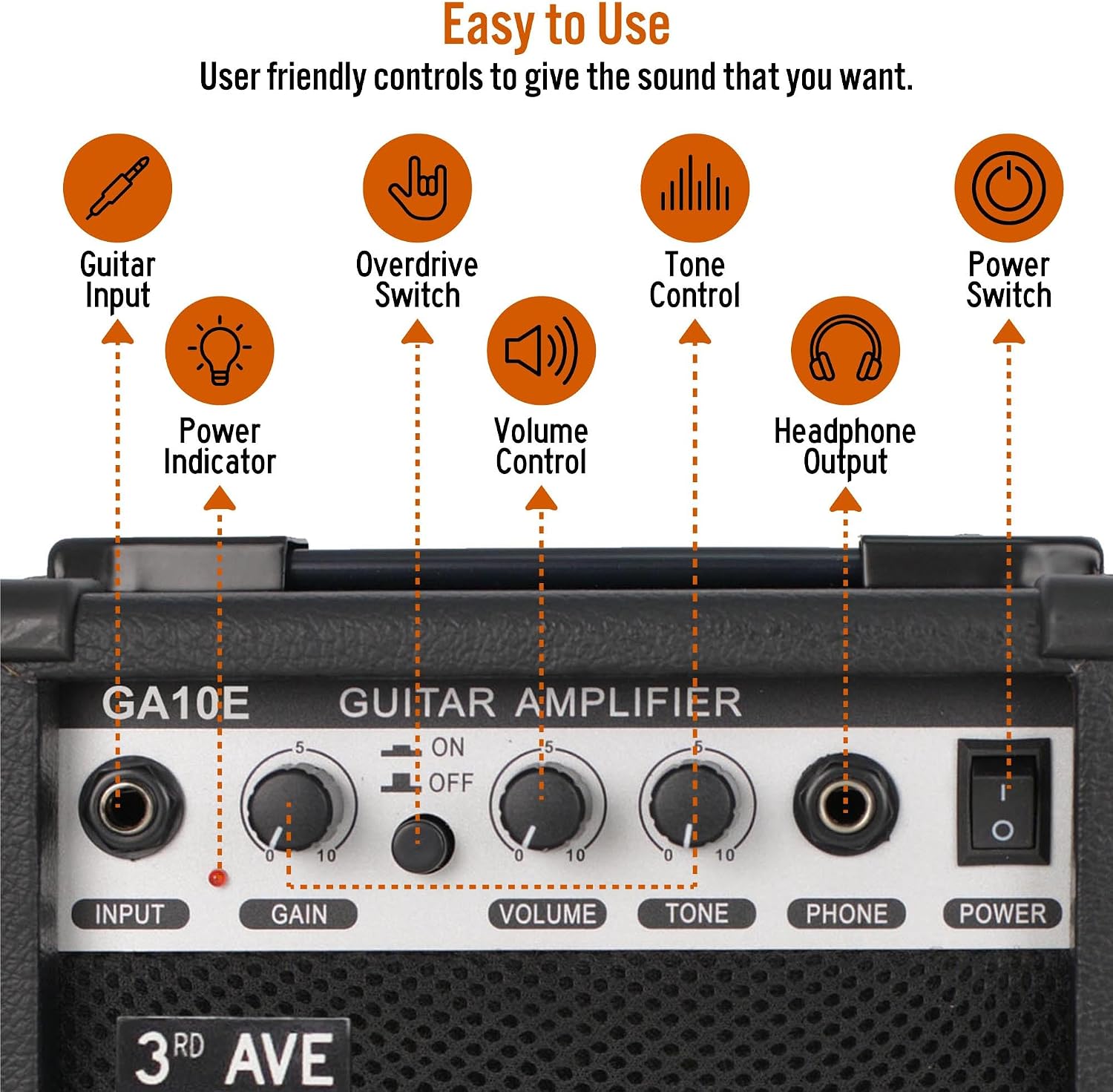 3rd Avenue GA10E 10W Electric Guitar Amplifier Black