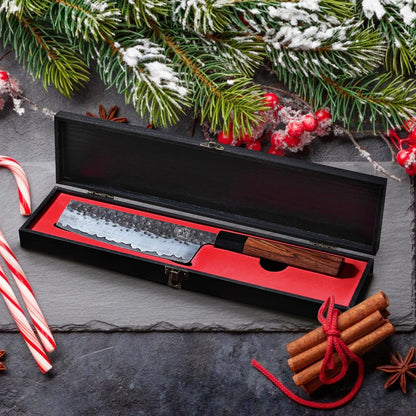 MITSUMOTO SAKARI 7" Hand-Forged Nakiri Chef Knife with Rosewood Handle