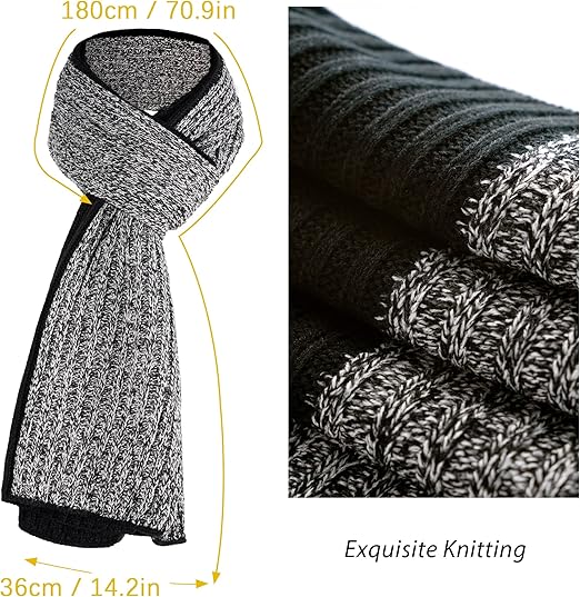 Tofern Black Winter Beanie, Scarf & Touchscreen Gloves Set