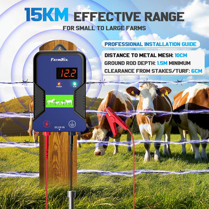 FarmNix 15KM High Voltage Electric Fence Controller 2J