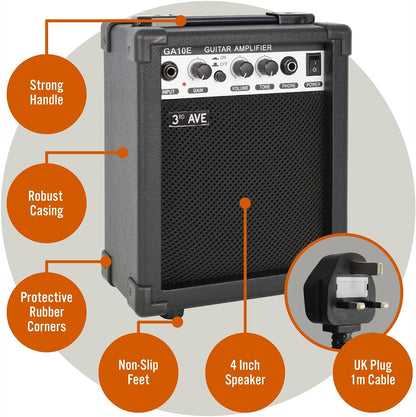 3rd Avenue GA10E 10W Electric Guitar Amplifier Black