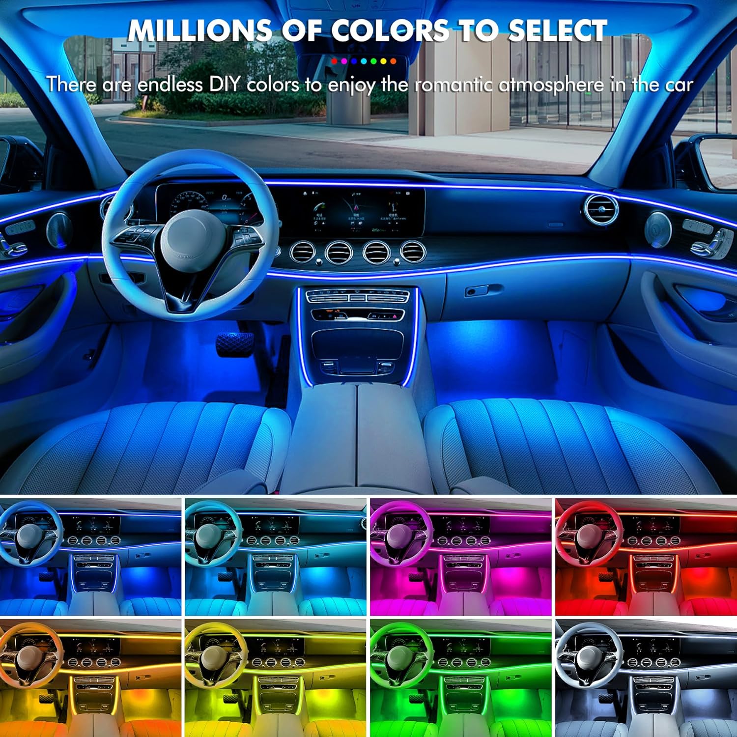 YAOBLUESEA 12V 6.5M Waterproof RGB LED Car Interior Light Kit