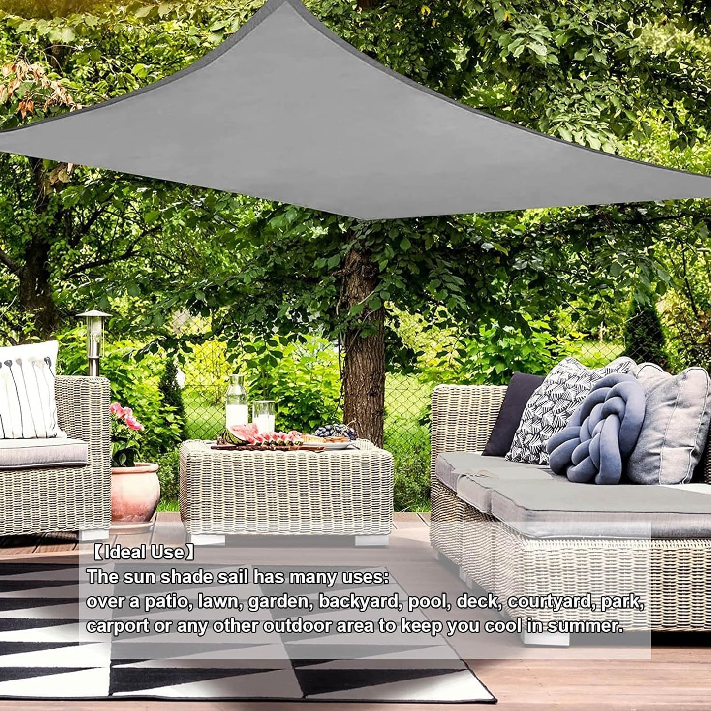 V3VOGUE Waterproof Rectangle Sun Shade Sail 3x6m UV Protection