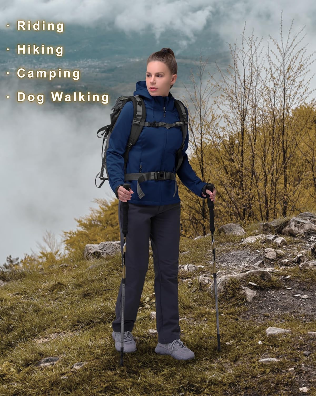 33,000ft Women's Waterproof Breathable Hooded Softshell Jacket for Outdoor Sports