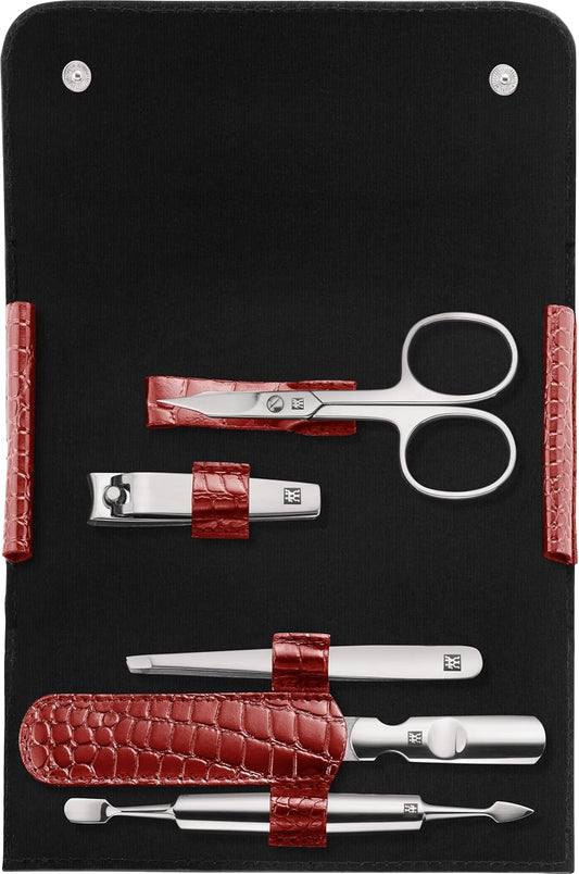 ZWILLING Classic INOX Travel Nail Kit, Red Leather 6-Piece Set