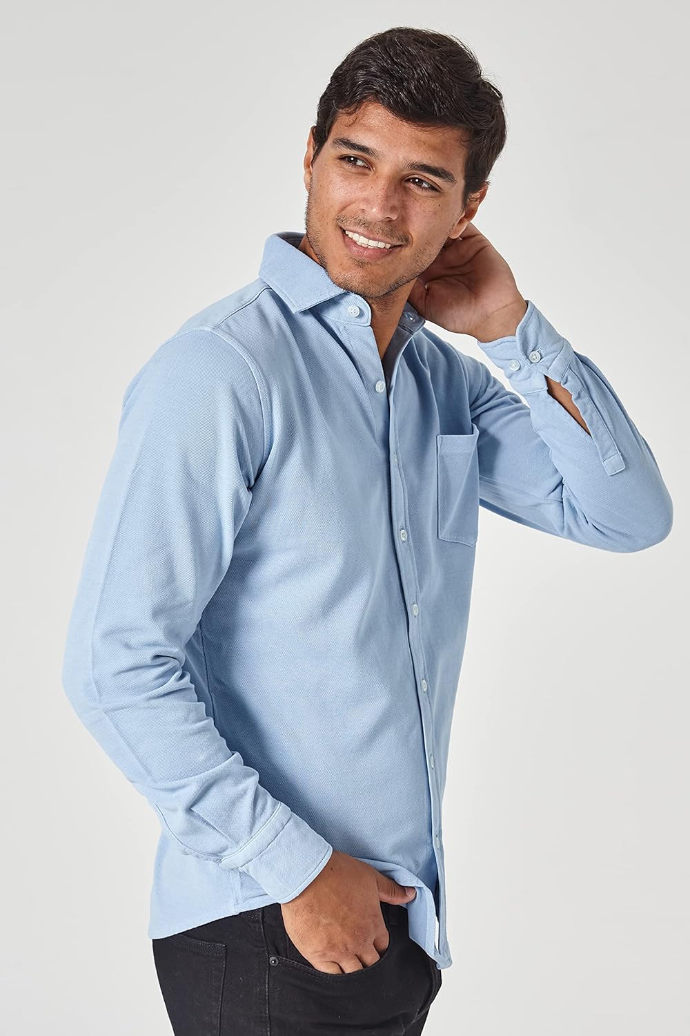 Jack Stuart Men's Long Sleeve Pique Shirt – Classic 100% Cotton