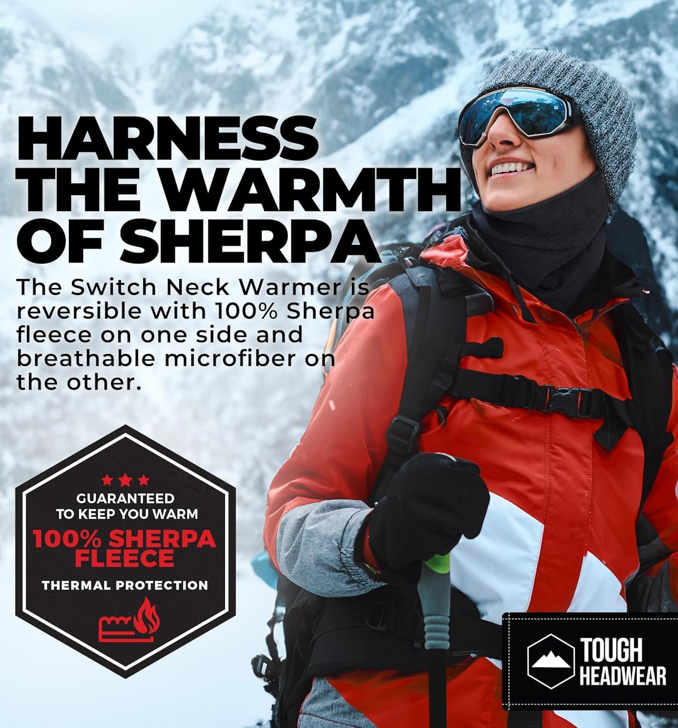 Reversible Fleece Ski Neck Warmer – Tough Headwear Unisex Winter Gaiter