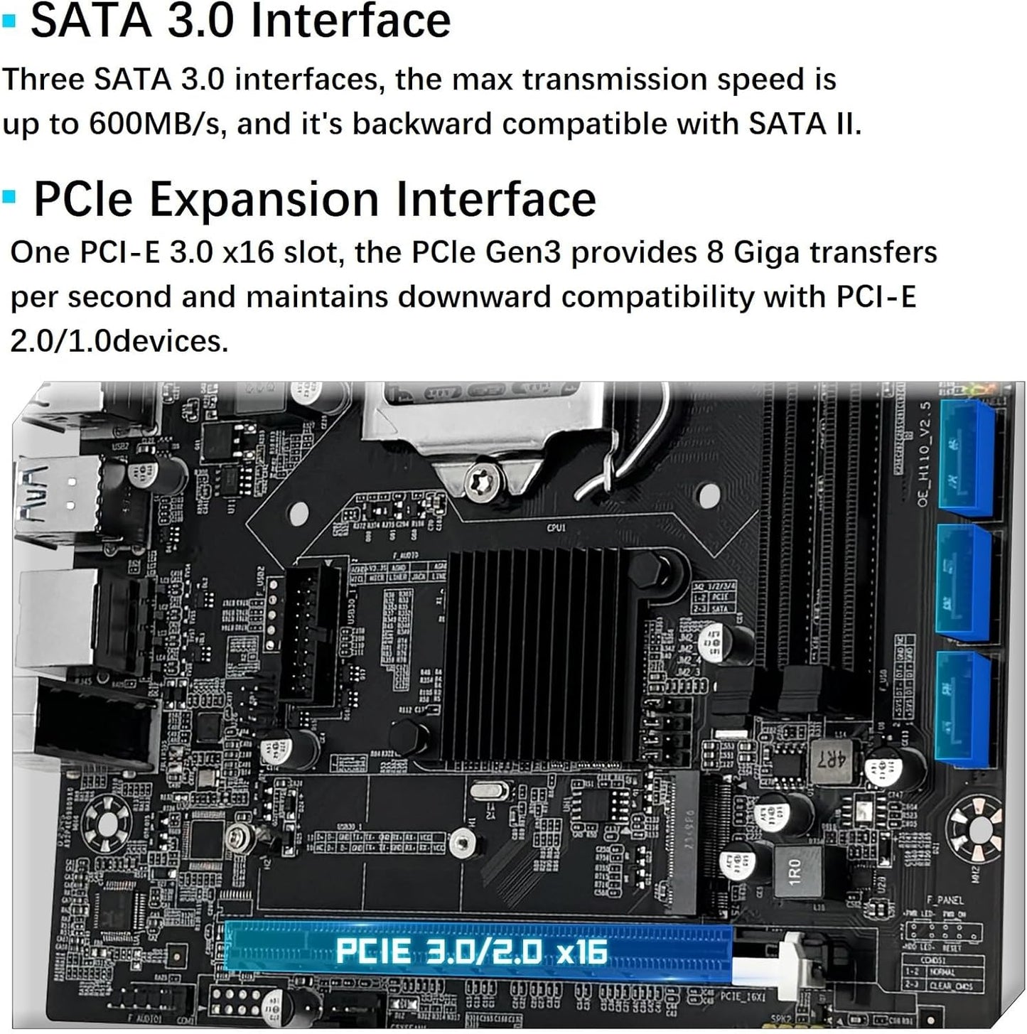 H110 LGA 1151 Motherboard for Intel 6-9th Gen Processors DDR4 PCIe NVME