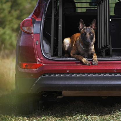 Relaxdays Dog Crate for Car Trunk, Angled Aluminum Pet Travel Cage
