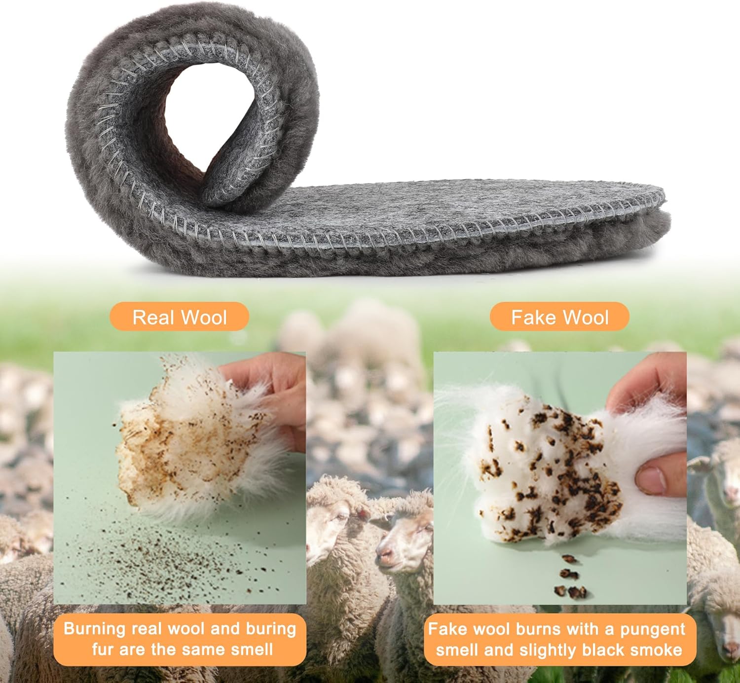 riemot Genuine Sheepskin Lambswool Insoles for Winter Boots