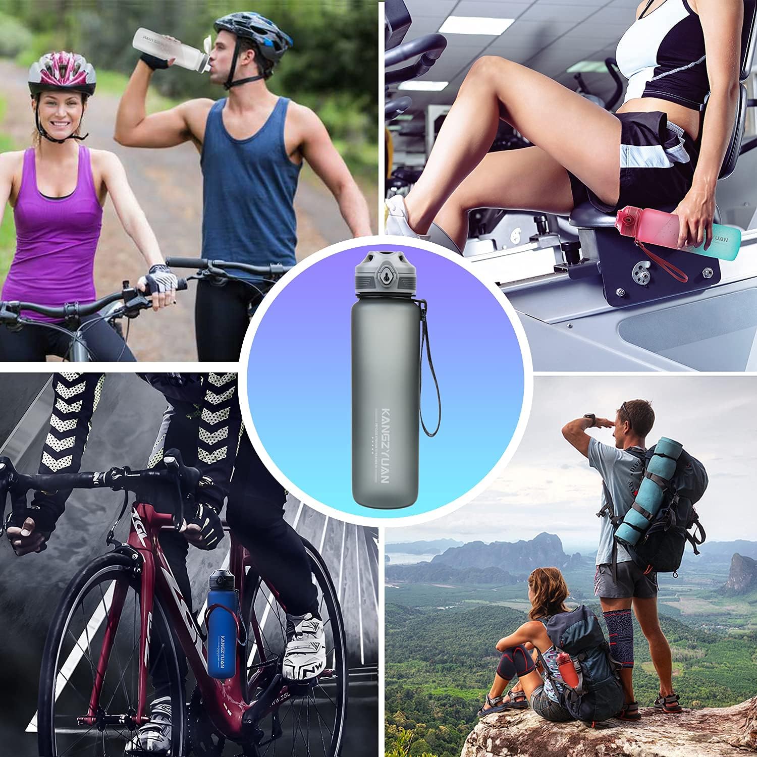 KANGZYUAN 32oz Leak-Proof Sports Water Bottle with Flip Top