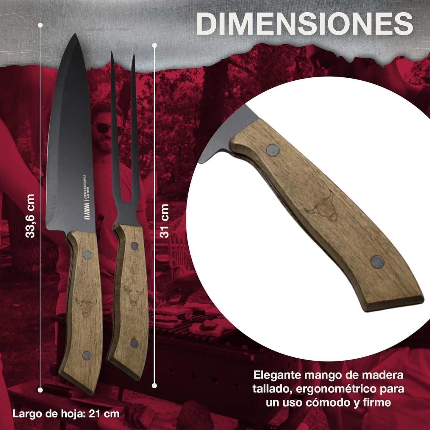 Premium WAYU 2-Piece Grill Set with Titanium Blade and Acacia Wood Handle