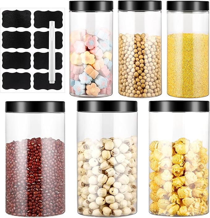 UniBaby7 4.5L BPA-Free Kitchen Storage Set – 6 Airtight Plastic Containers with Labels